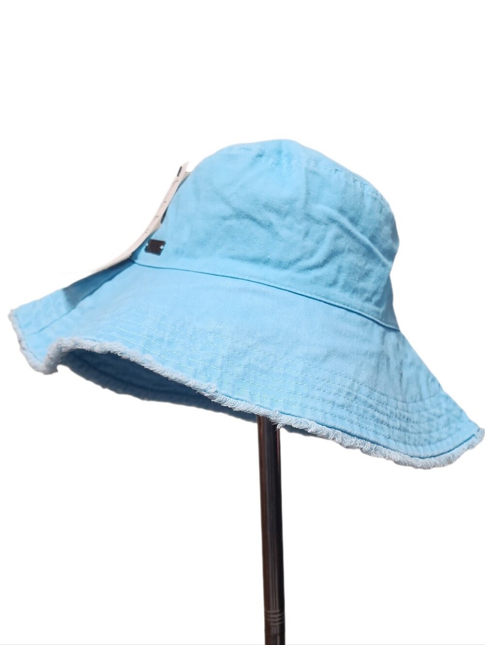 Nicole Miller New York Cotton Twill Bucket Hat Frayed Edge Color Blue One Size